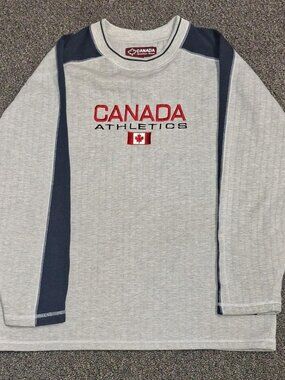 Canada Weather Gear Shirt Mens M Athletics Embroidered Maple Leaf Thermal Grey